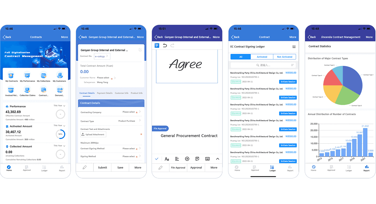 Mobile applications for contracts